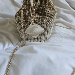 Champagne Rhinestone Bucket Bag